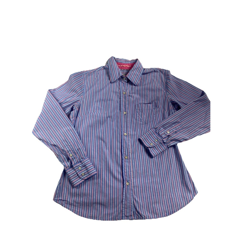 Steve & Barry's Women's XL Purple Striped Button-Down Long Sleeve Tops